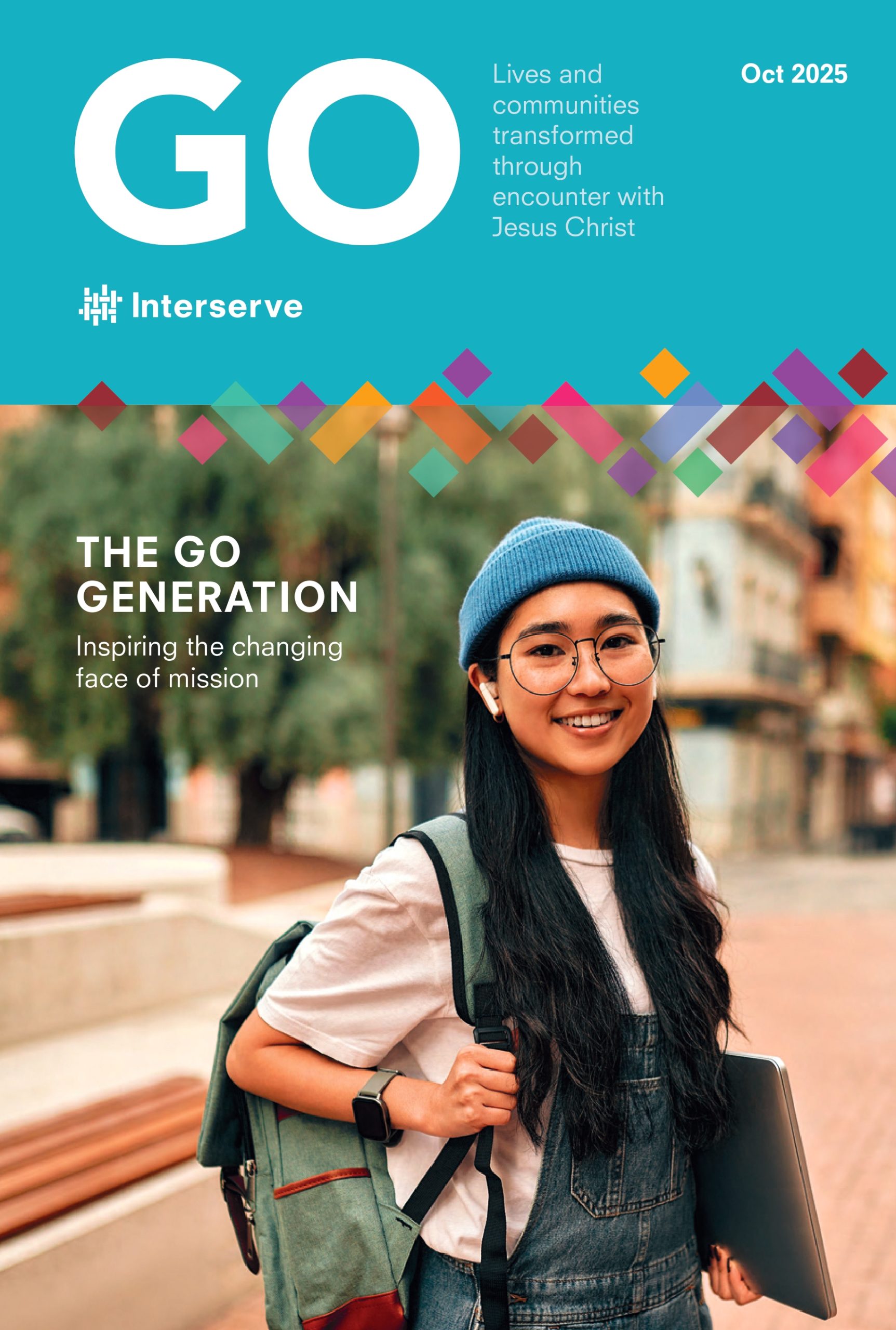 Go Magazine cover image features an Asian young woman carrying a backpack and laptop